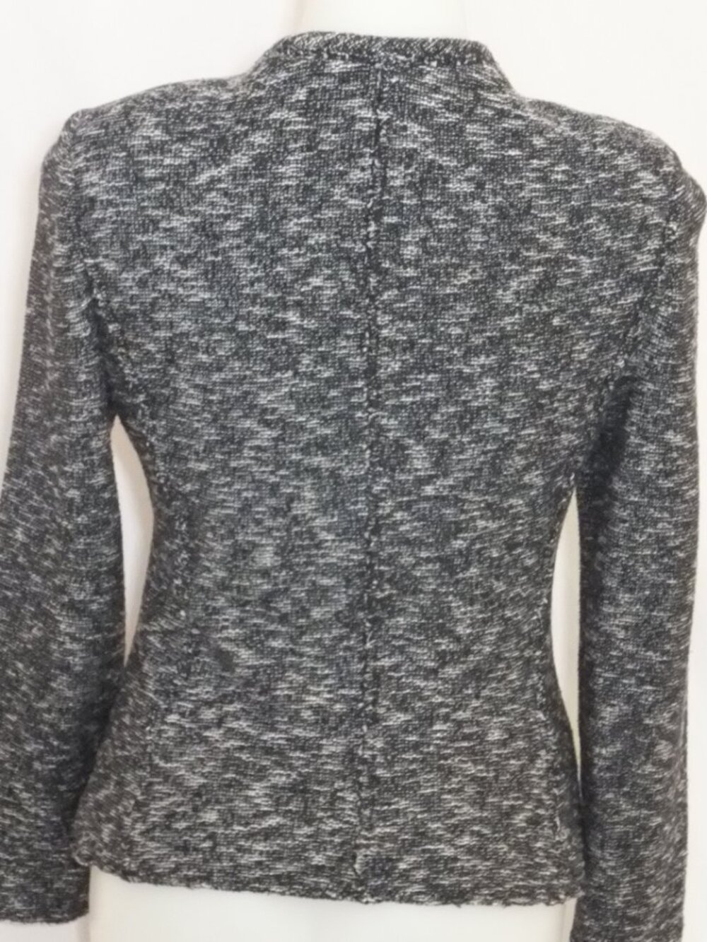 Rebecca Taylor Jacket Womens 4 Full Zip Raw Edges Black White Cotton Blend Lined - Picture 3 of 7